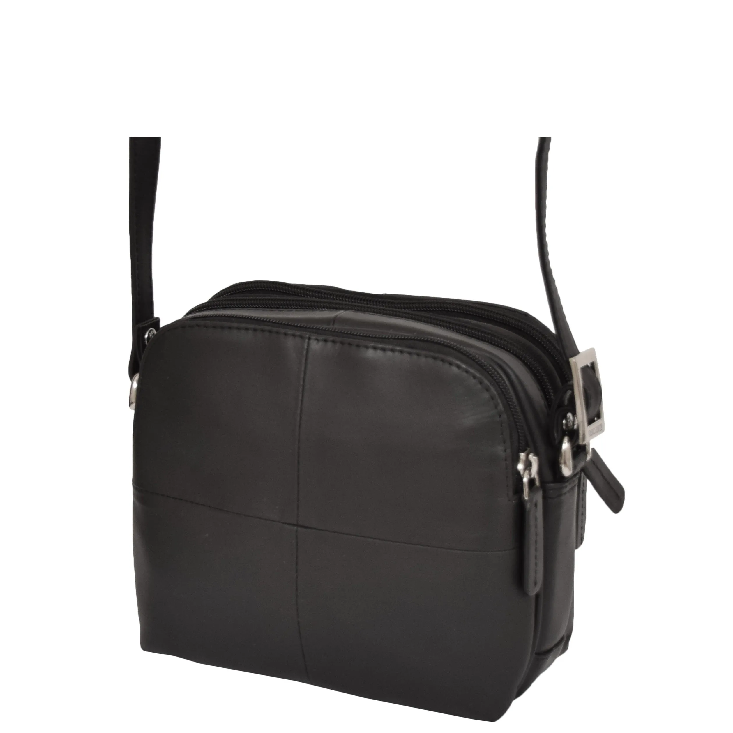 Womens Real Leather Cross Body Sling Shoulder Bag A939 Black