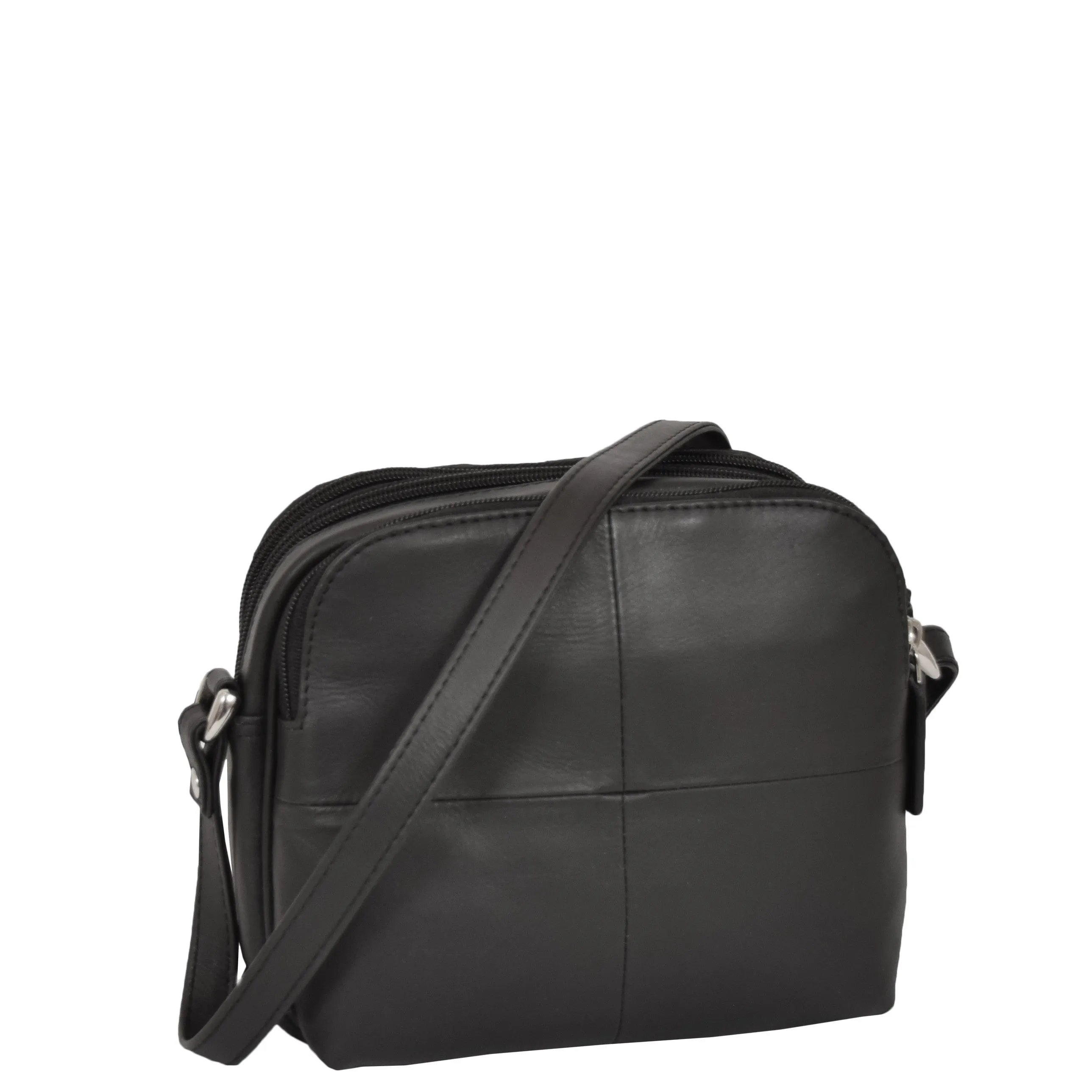 Womens Real Leather Cross Body Sling Shoulder Bag A939 Black