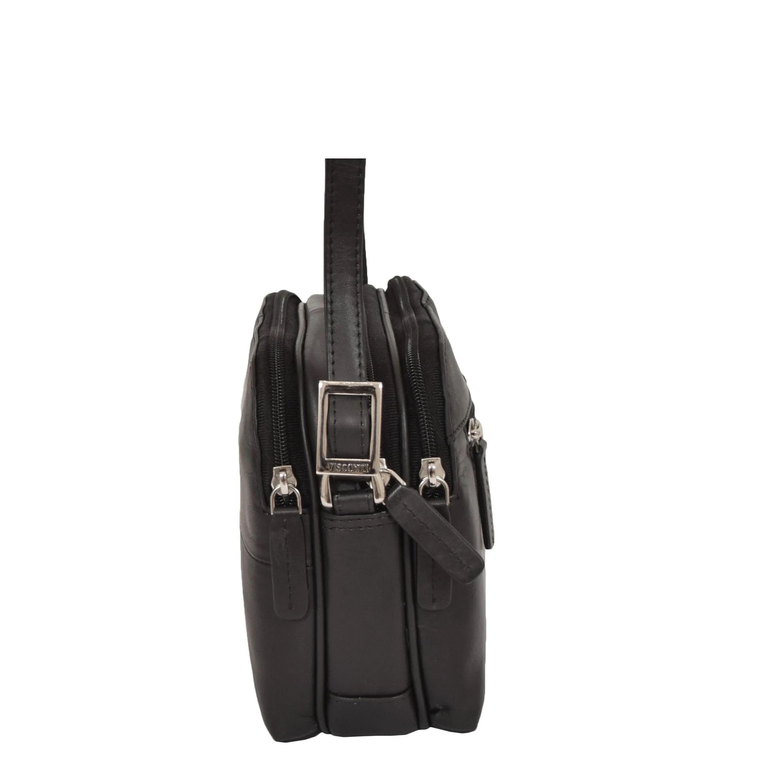 Womens Real Leather Cross Body Sling Shoulder Bag A939 Black