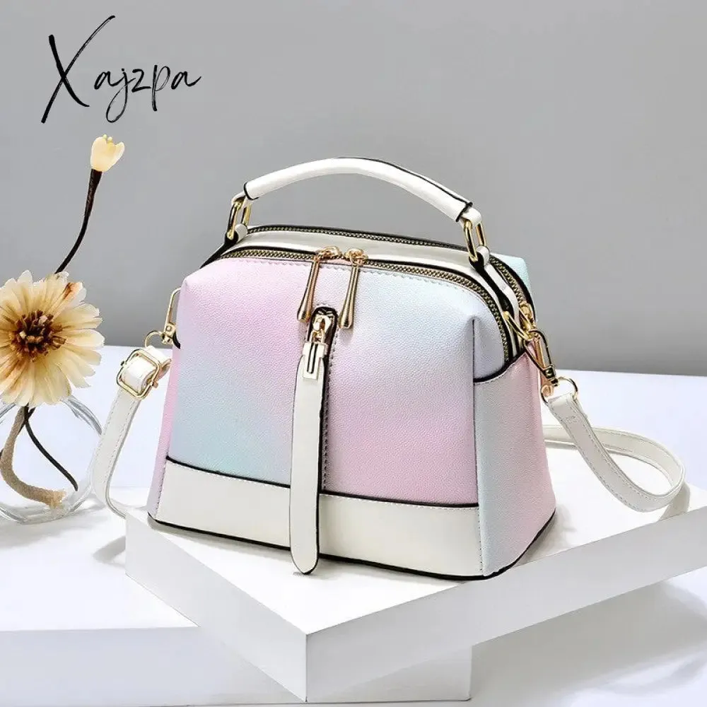 Xajzpa Fashion PU Leather Scalloped Shoulder Bags for Women Casual Ice Cream Color Simple Female Hand Bags Crossbody bags